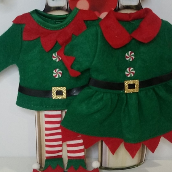 Wine Bottle Cover Christmas Elves Boy Girl Set of 2 Gift Bag Cloth Holiday - Picture 5 of 5